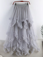 jupe tulle violet rouge élégante asymétrique franges translucide femme erotique summer