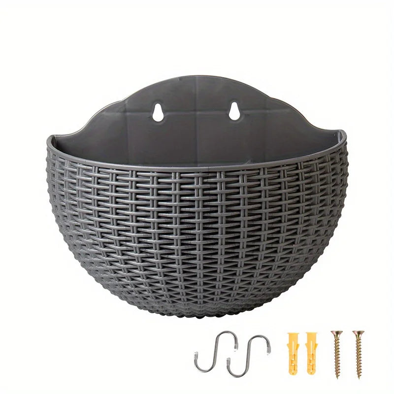 paniers suspendus tissés gris marron orange bleu moderne drainageextérieur