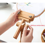 support broderie rotation 360 vis ajustable bois naturel simple fonctionnel kit