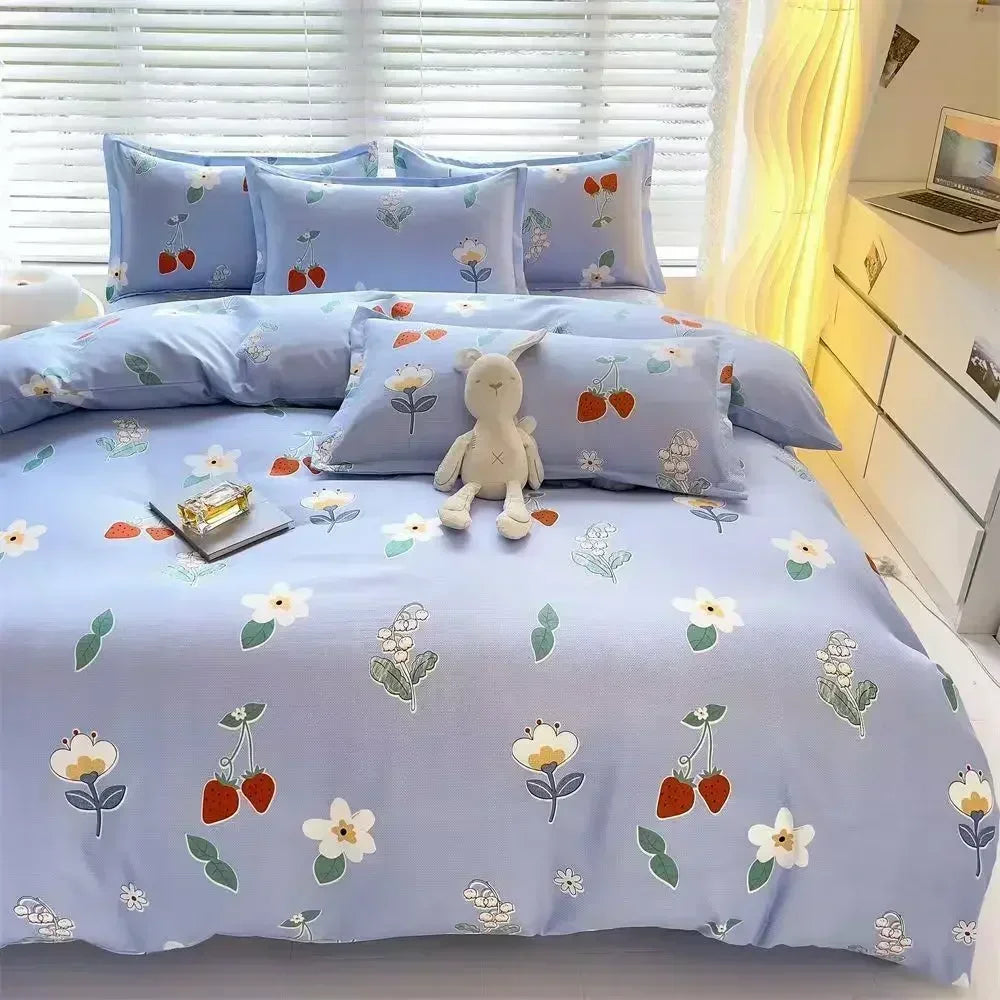Housse de couette 1 place couleur bleu marine confortable toute saison