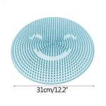 tapis bain circulaire texturé motifs floraux bleu rose moderne adhésif salle bain douceur antidérapant