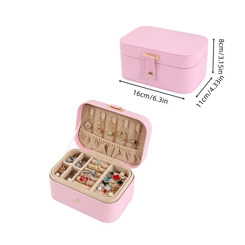 boîte rangement bijoux cuir pu blanc rose verte marron noire moderne boucles oreilles colliers