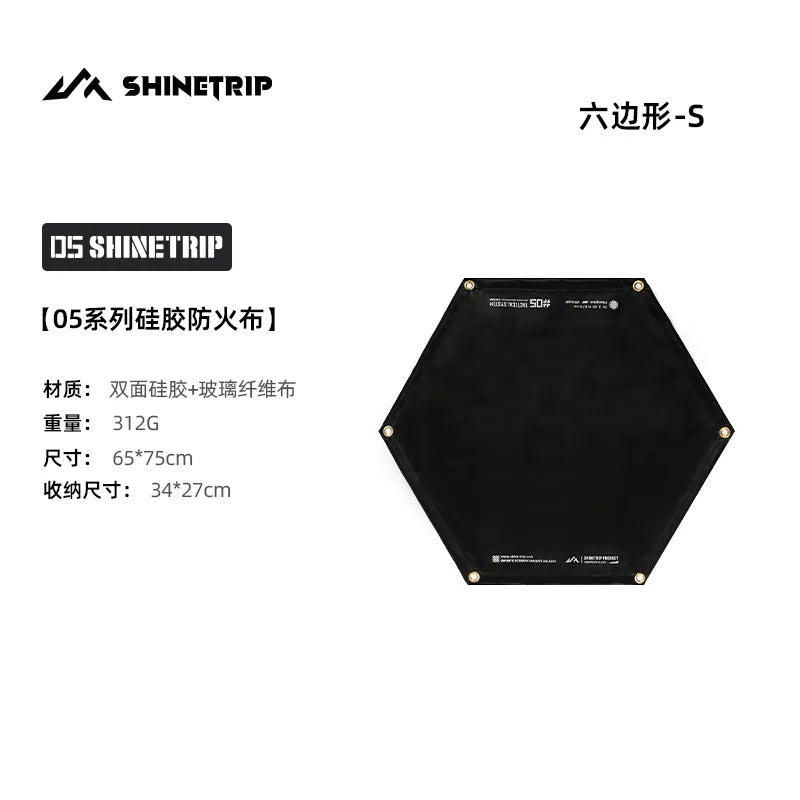 tapis sol résistant feu barbecue plein air isolant double face hexagonal noir métalliques