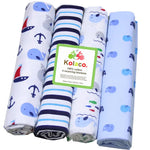 drap lit bébé coton imprimé animal floral emmaillotage couverture enveloppée points zigzag vert bleu