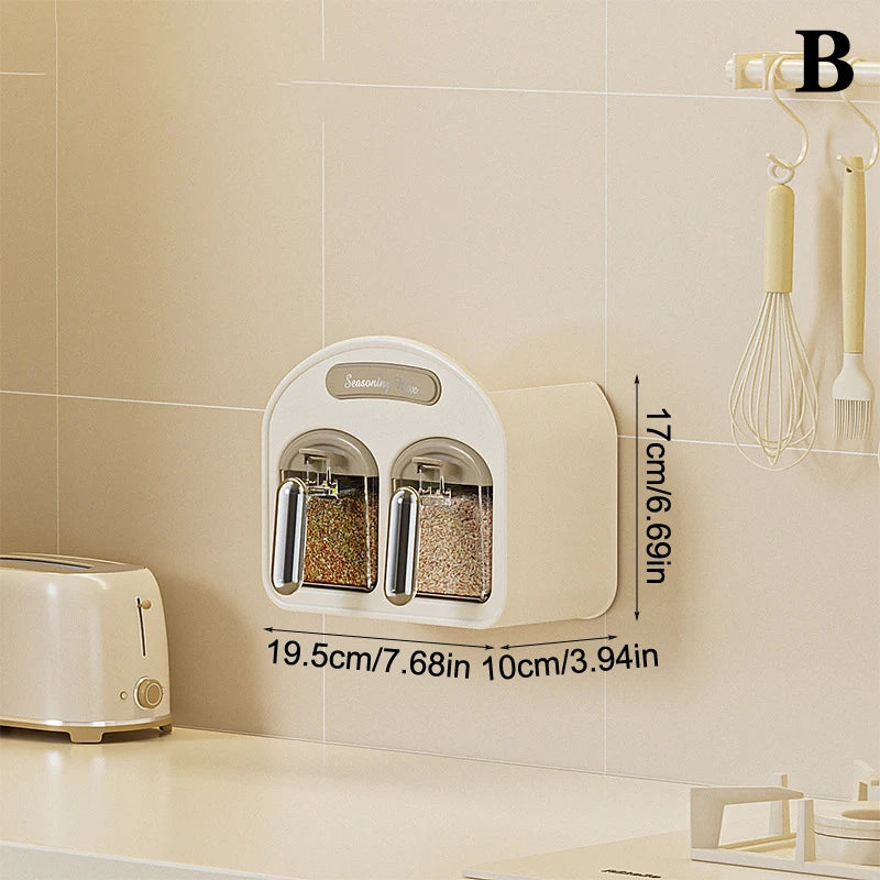 boîtes épices murales transparentes moderne adhésif poignées couvercles rangement condiments humide resistant