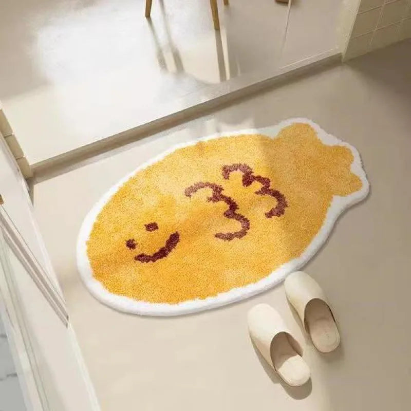 tapis bain jaune anti dérapant résistant salissures taille 50x80cm moderne smiley