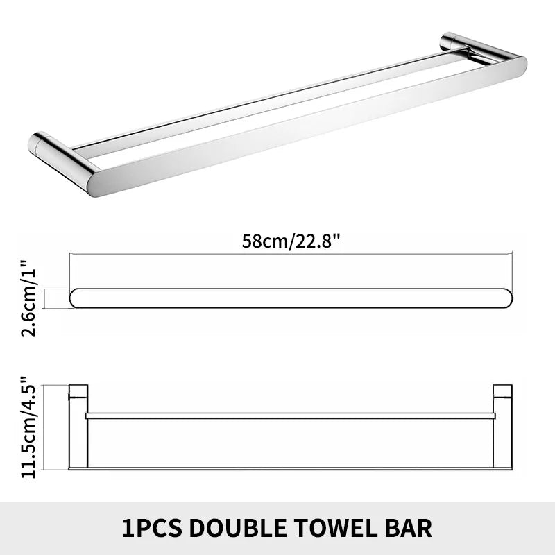 porte serviettes mural double acier inoxydable noir argenté doré moderne électroplaqué fixations serviettes