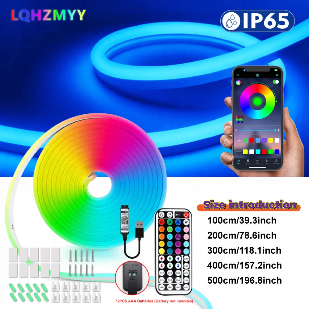 ruban led multicolore adhésif télécommande bluetooth application contrôle moderne lumineux découpable usb rechargeable