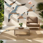 décoration murale oiseaux vol blanc bleu moderne adhésif
