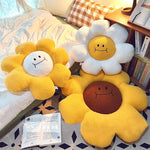 coussin fleur tournesol jaune blanc marron coréen moderne imperméable coton polyester canapé chambre