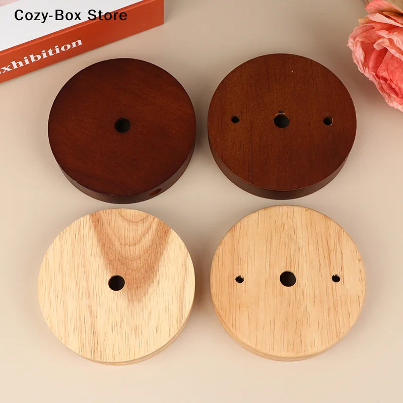 support lampe bois naturel moderne vis clip suspension minimaliste écrous plaque métallique
