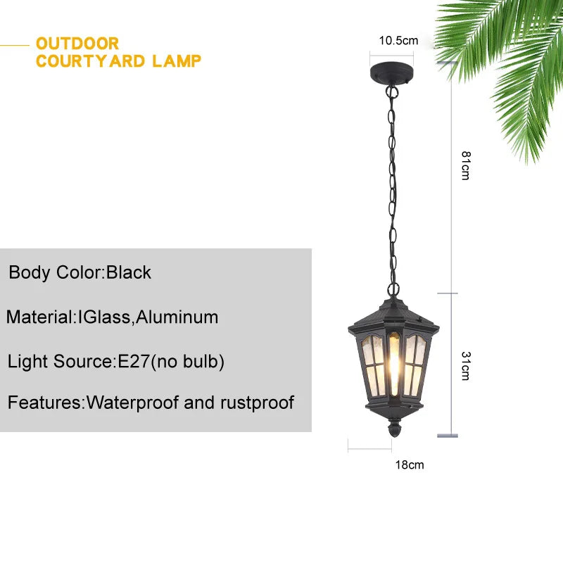 lampe extérieure solaire transparente classique aluminium noir grillage chainette E27