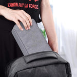 pochette rangement toile coton gris clair moderne zipper compartiments organisation électronique portable