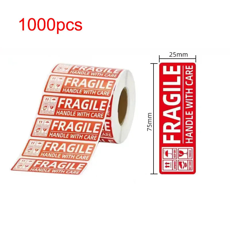 étiquettes fragile rouge blanche handle with care thank you classique opaques diverses tailles inclusées
