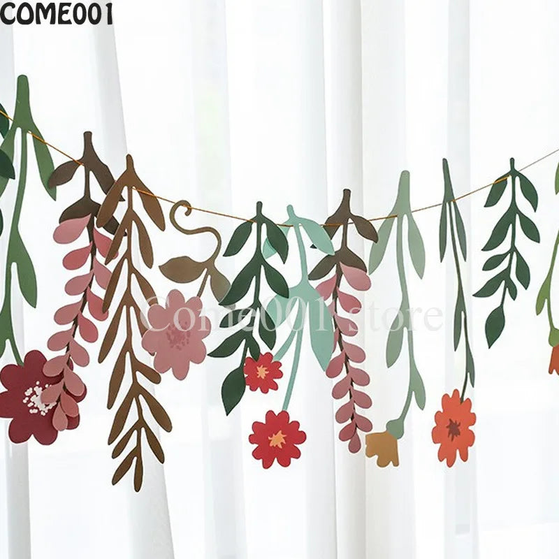 guirlande festive fleurs multicolores anniversaire mariage décoration papier texturé moderne