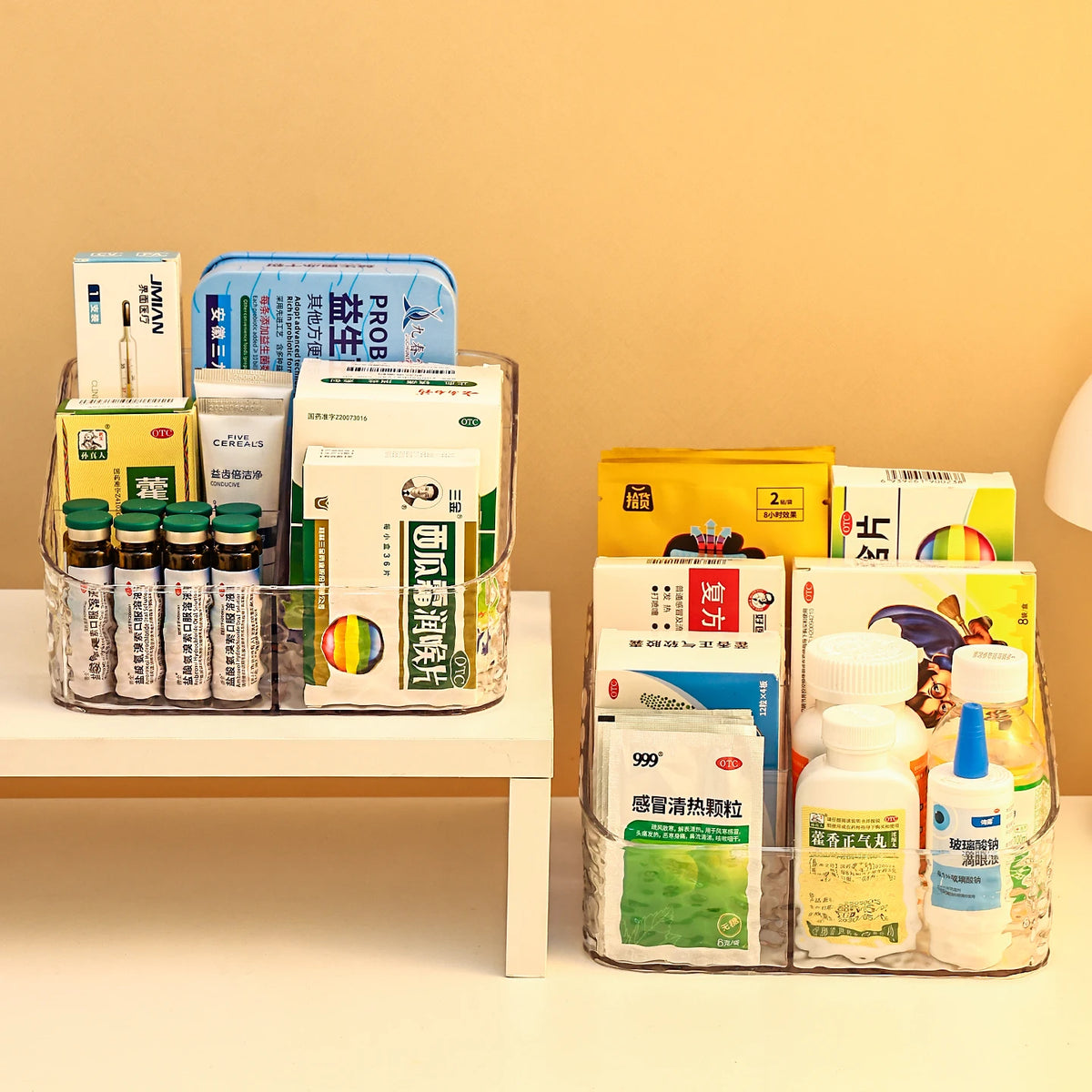 boîtes rangement médicaments transparentes imprimées cosmétiques réutilisables divers couleurs pratiques