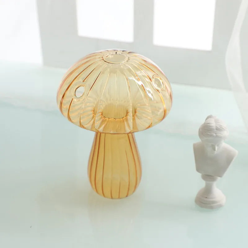 vases champignons transparents couleurs or bleu rose vert rouge jaunes moderne minimaliste
