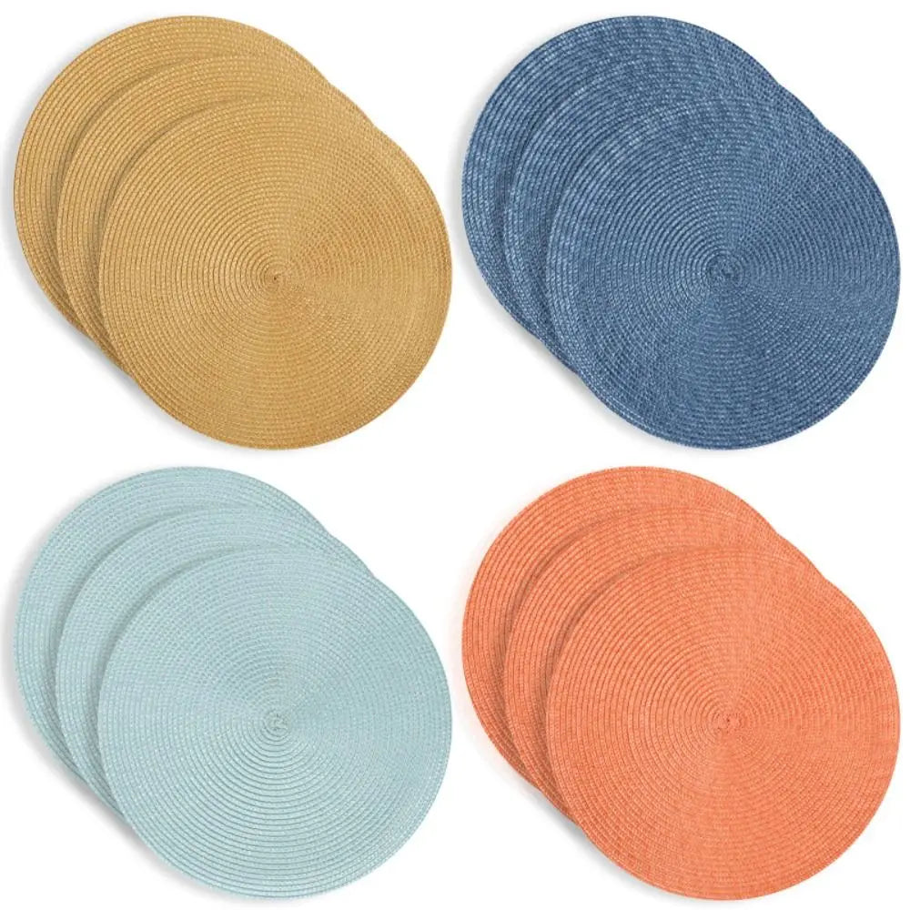 placemats tissés bleu orange moderne assiettes cuillères verres d'eau 38cm résistants antidérapantsDecorationMaison