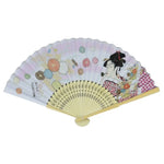 éventails pliants traditionnels japonais paysages fleurs calligraphie bleu beige rouge