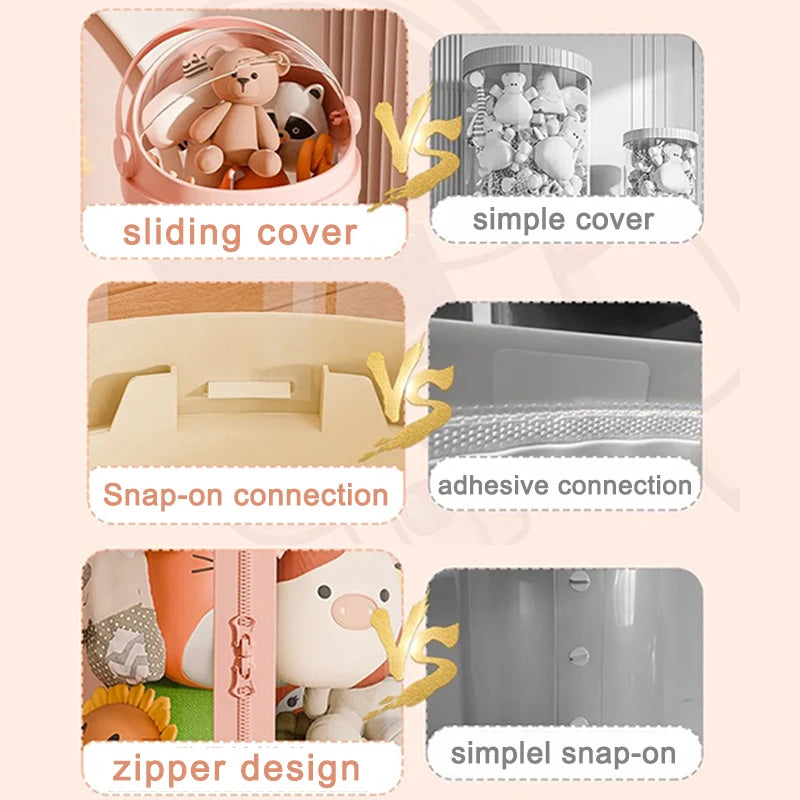 boîtes rangement jouets transparentes moderne rose clair pliables multifonctions organisation enfants storage zipper toy