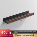 étagère murale bois noir moderne double niveau salle bain fixations vis support rangement