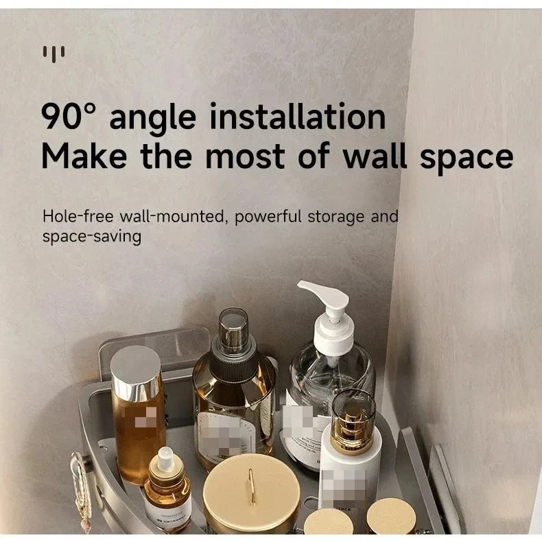 étagère angle salle bain adhésive noire moderne polyester réutilisable seule plaque murale