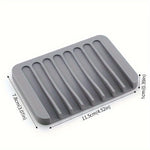 support savon gris blanc moderne rayures horizontales auto drainant silicone salle bain cuisine