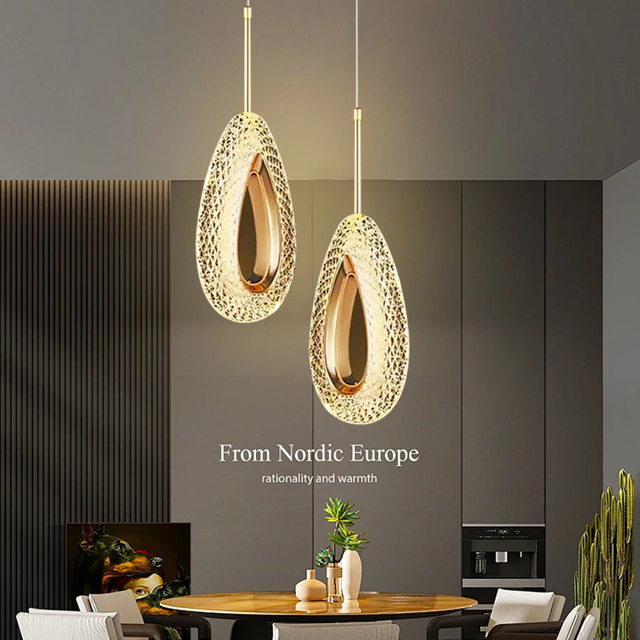 Lampe suspendue nordique or moderne translucide chambre salon éclairage décoration intérieure