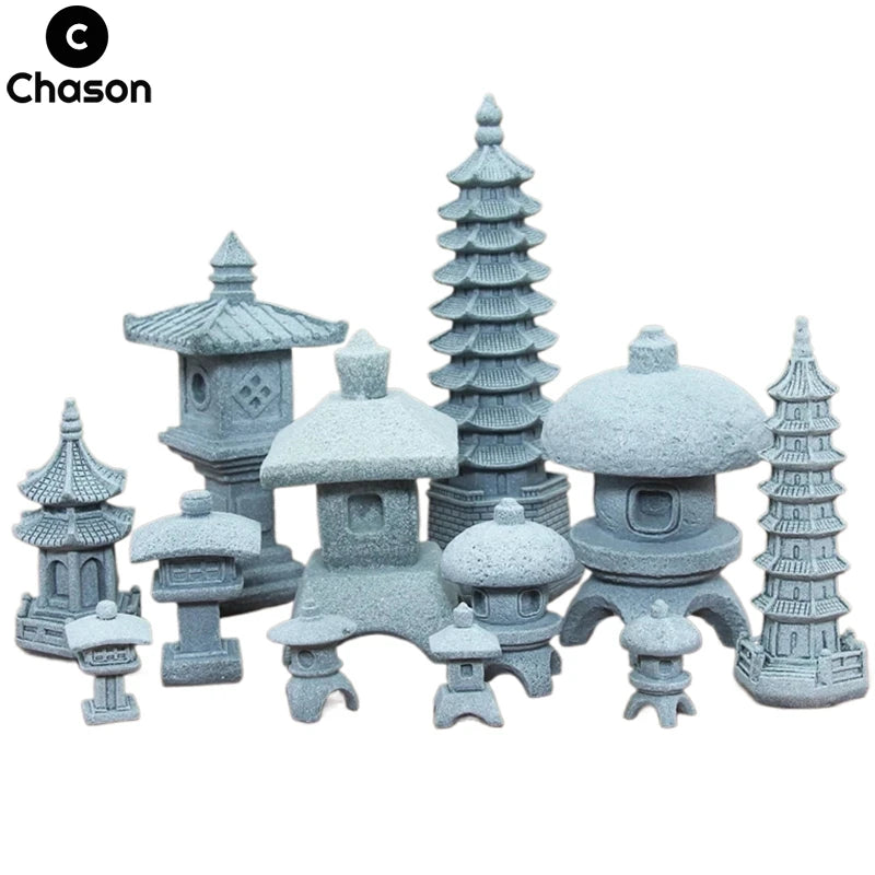 lanterne japonaise miniature pierre grise jardin féerique terrarium décoration table traditionnel