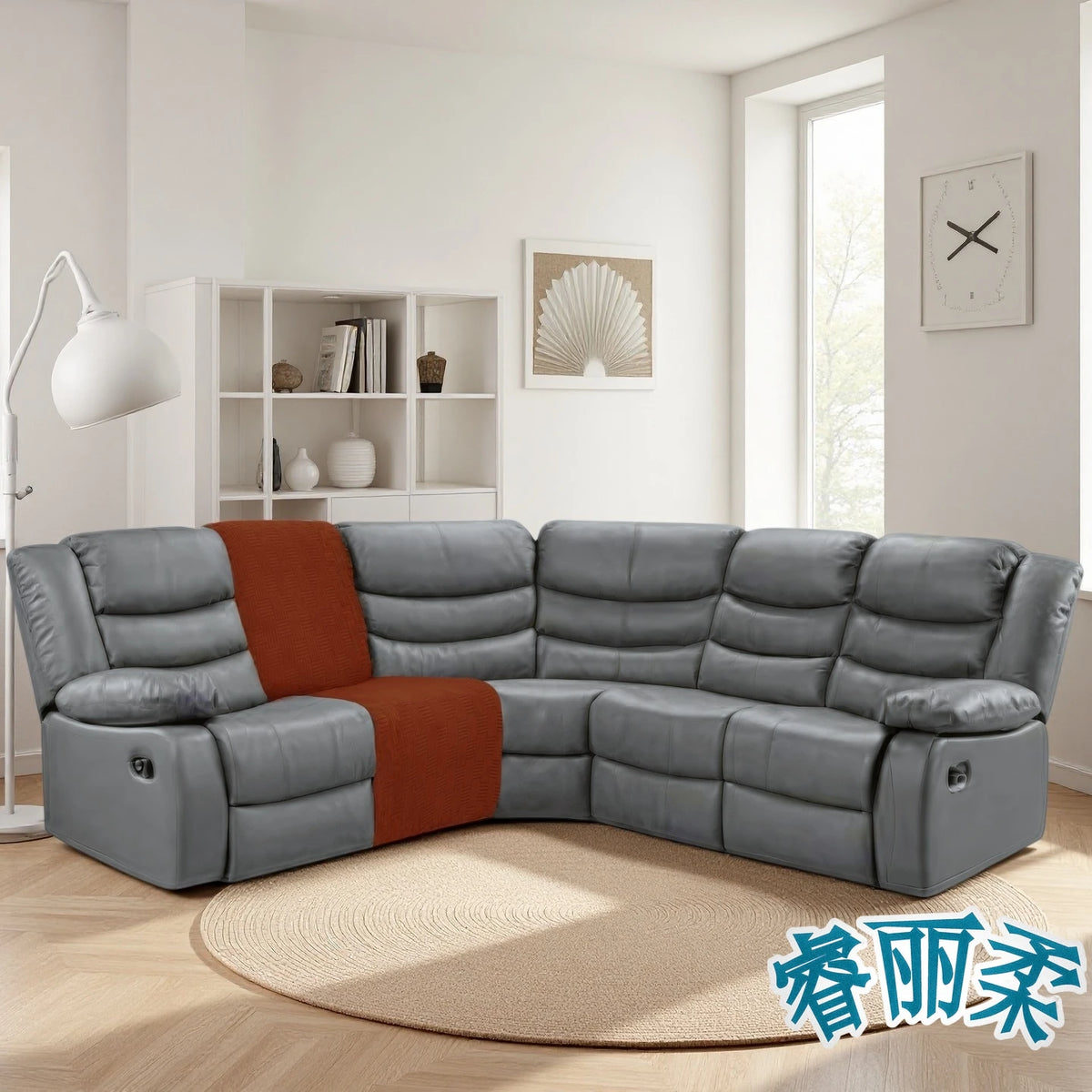 couvre siège marron rayures horizontales moderne fauteuil inclinable lavable machine automne hiver beige taupe