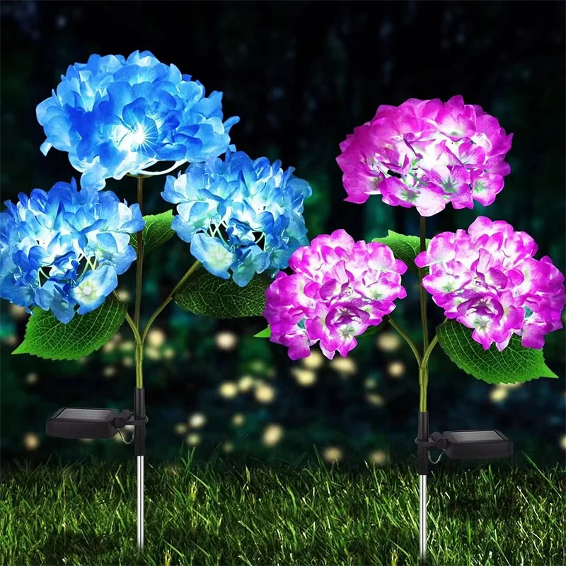 décoration extérieure fleurs artificielles solaires led bleu rose violet blanc moderne jardins allées