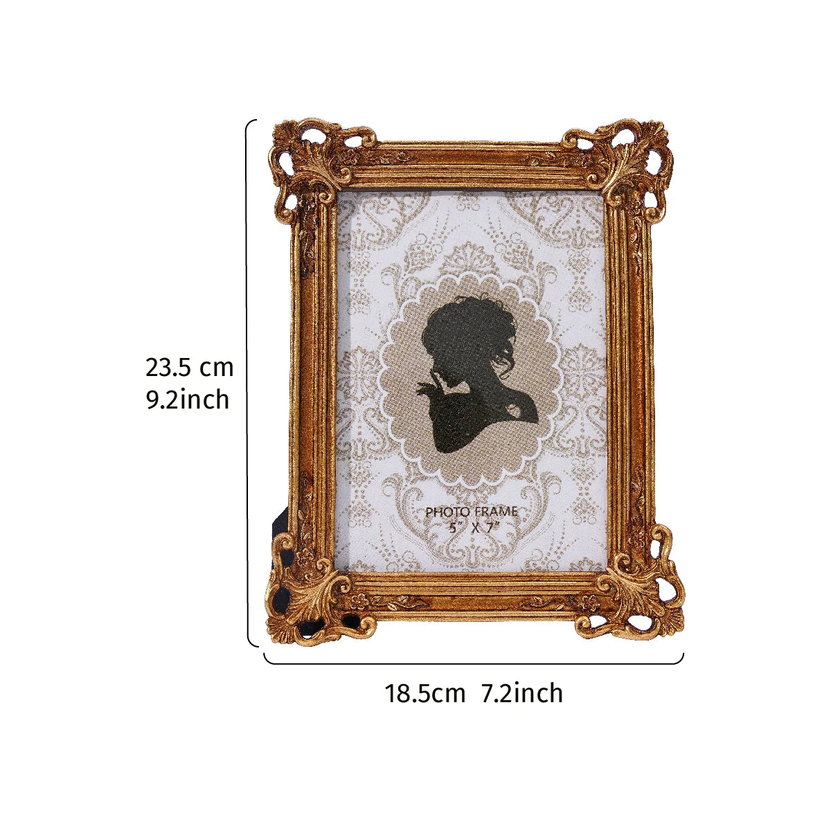 cadre photo or baroque ornements floraux classique moderne rectangle mural gravé