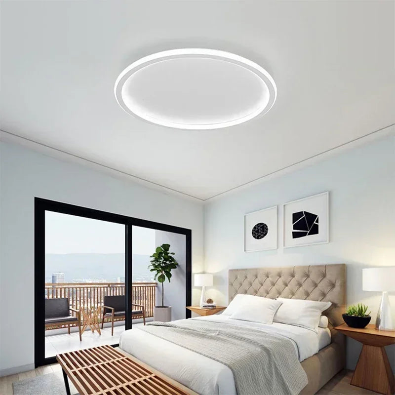 Plafonnier LED moderne blanc rond lisse 50cm 80cm chambre salon
