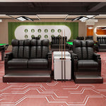 fauteuils cinéma noir simili cuir contemporain tablette intégrée porte gobelet porte papeterie