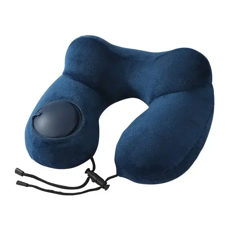 coussin voyage velours gris bleu marine confortable ergonomique élastique ajustable sac rangement instructions'utilisation