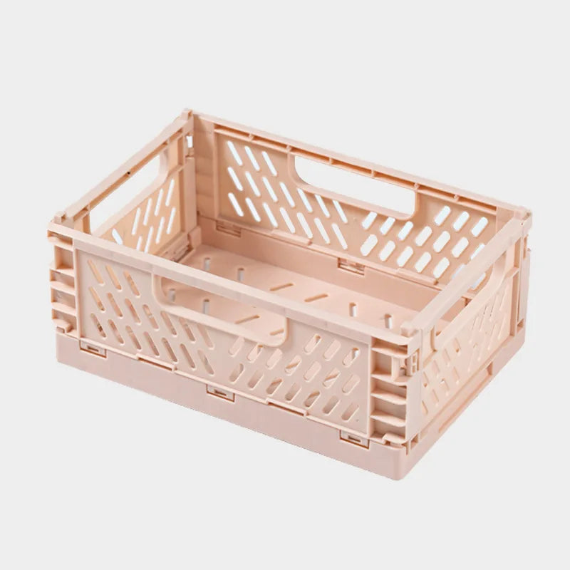 caisse rangement pliable perforée moderne gris rose bleu blanc stockage organisation portable multifonctionnelle