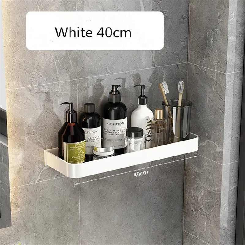 étagère murale salle bain blanche aluminium porte serviette porte brosse dents