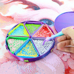 palette broderies six compartiments violet bleu vert rose moderne diagonales géométriques opaques brosse incluses.codes