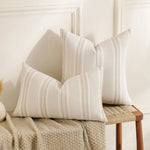 coussins décoratifs bohémiens rayures verticales crème noir tissu minimaliste fermeture éclair salon chambre