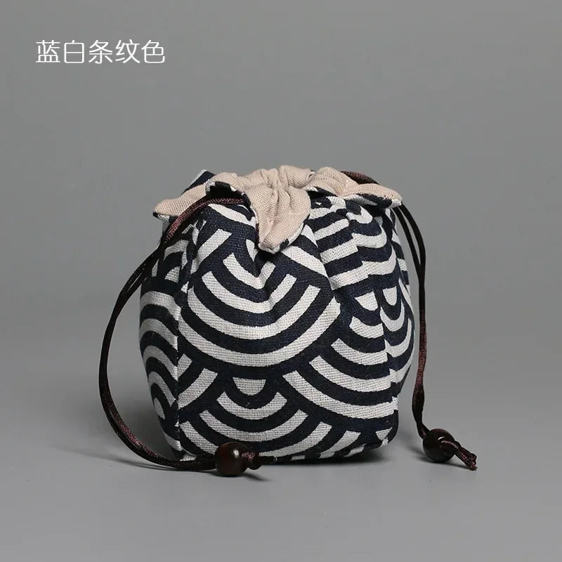 sac thé coton réutilisable bleu gris vert marron beige rouge rose noir imprimé chinois