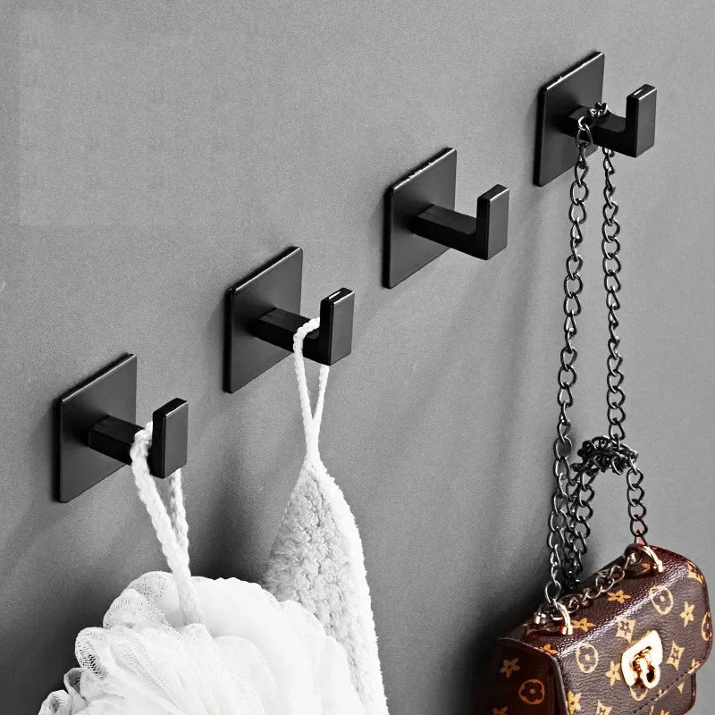 porte serviettes adhésifs noirs modernes crochets alliage aluminium salle bain accessoire suspension serviettes