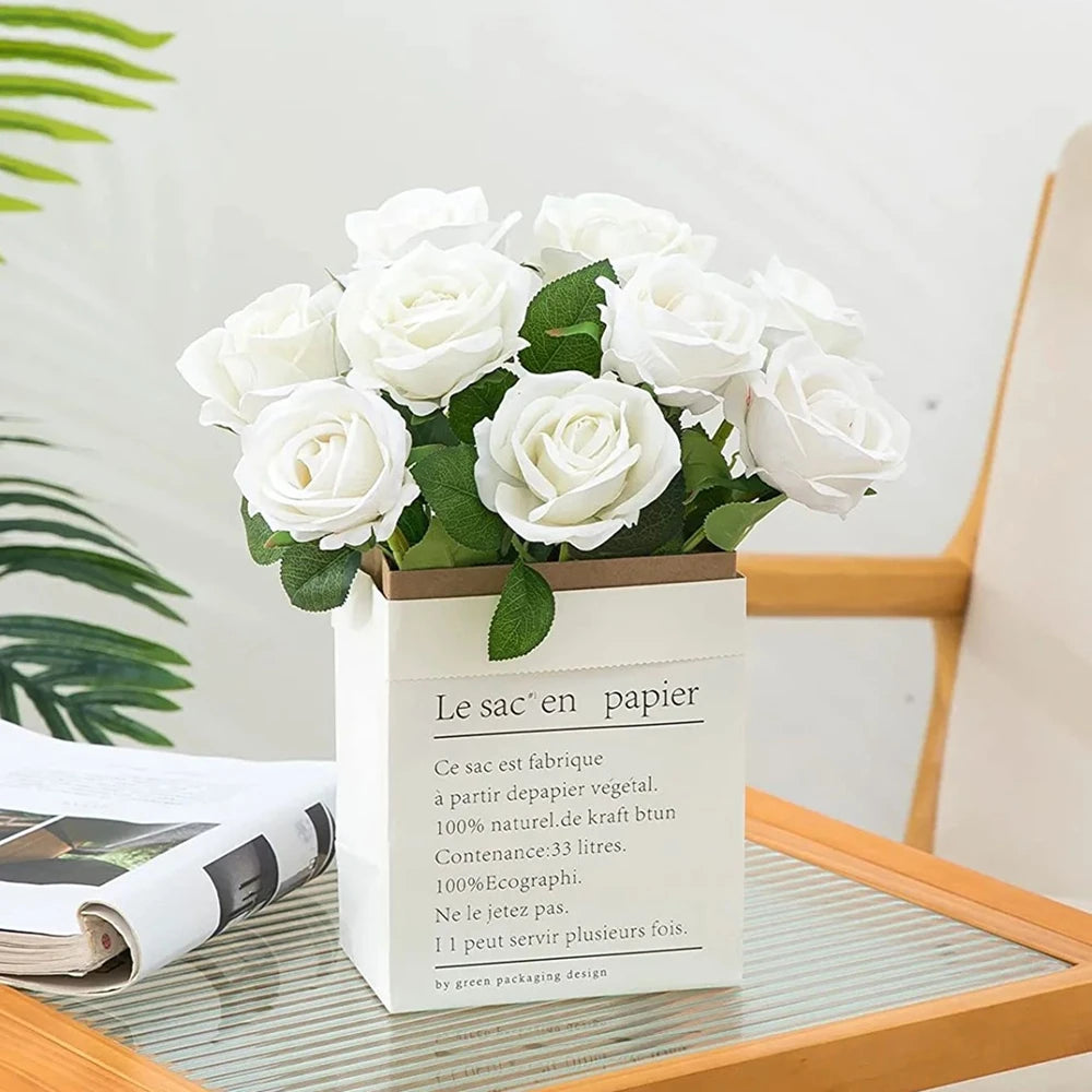 bouquet roses artificielles classiques blanc rouge violet intérieur mariage décoration anniversaire baby shower