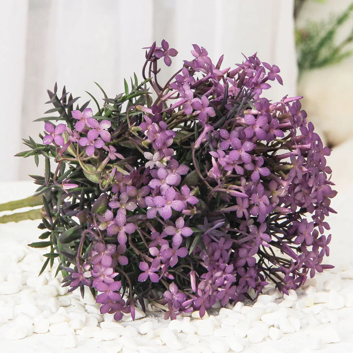 Bouquet artificiel violet orange rouge bleu vert petites fleurs simples naturel intérieur décoration anniversaire