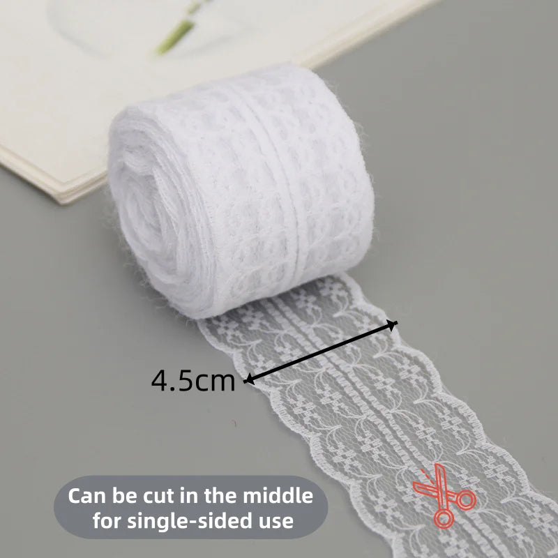 ruban dentelle blanc fleurs classique 10m large 4.5cm tissu polyester bricolage décoration cadeau emballage