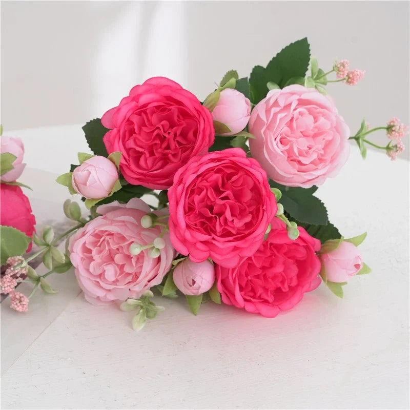 bouquet fleurs artificielles pivoines soie moderne élégant intérieur mariage anniversaire baby shower decoration chambre