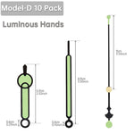 aiguilles montre vert clair noir blanc lisses modernes horloges murales remplacement bricolage quartz