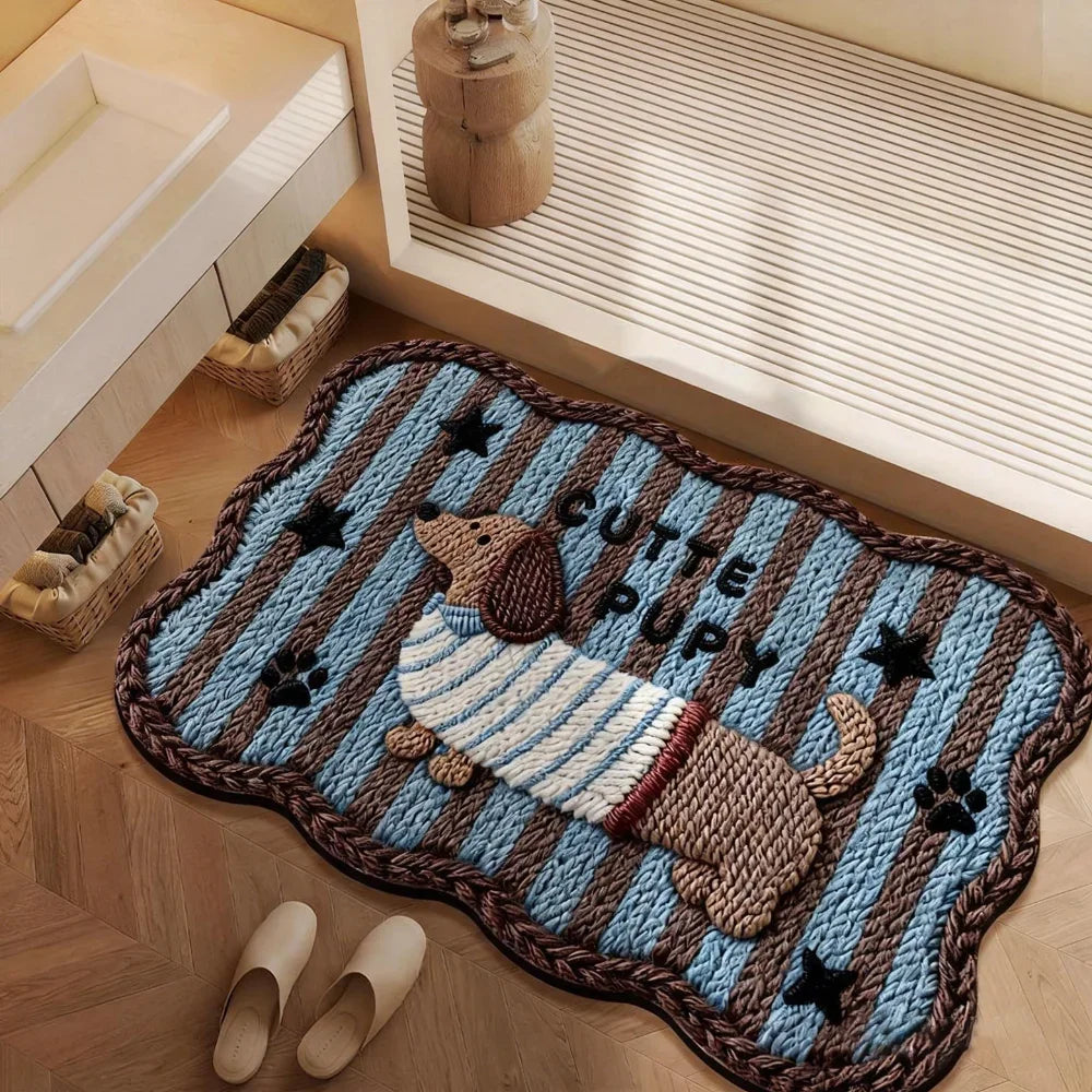 tapis décoratif intérieur antidérapant motifs animaux ours chat enfantin texture poilue