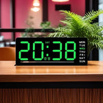horloge numérique led affichage semaine double alarme noir vert bleu moderne minimaliste