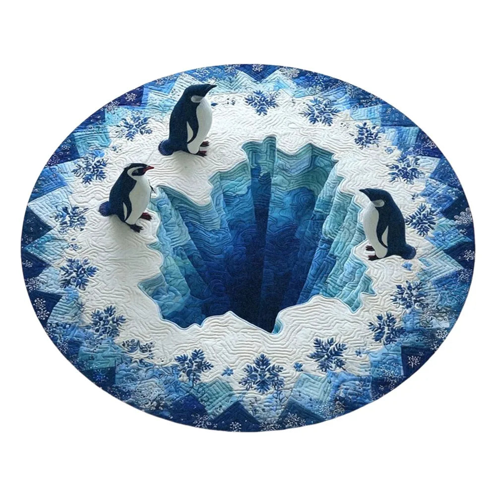 tapis rond noël père noël train pingouins guirlande rouge décoration chambre vinyle sans bpa