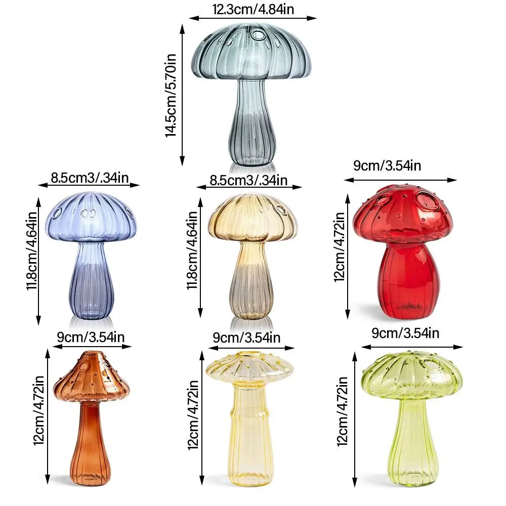 vase champignon verre transparent moderne décoration fleur verte bleue rouge orangée rose